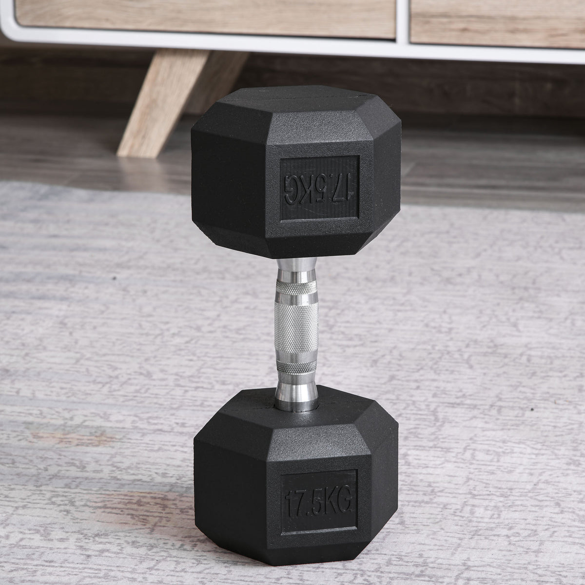 2x17.5kg Rubber Hex Dumbbell Portable Hand Weights Dumbbell Home Gym Workout Fitness