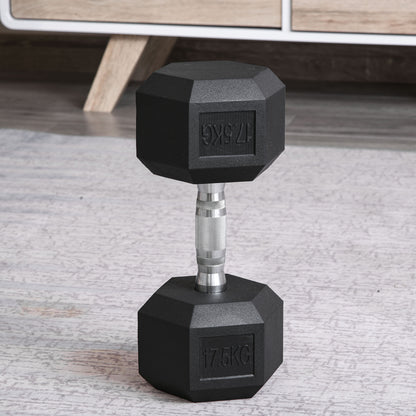 2x17.5kg Rubber Hex Dumbbell Portable Hand Weights Dumbbell Home Gym Workout Fitness