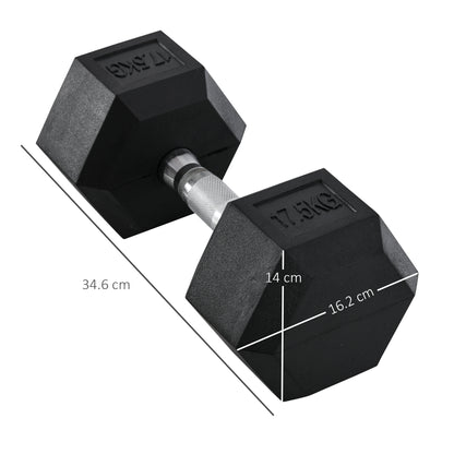 2x17.5kg Rubber Hex Dumbbell Portable Hand Weights Dumbbell Home Gym Workout Fitness