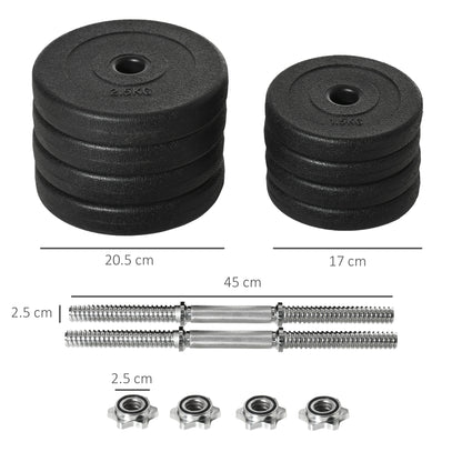 20KG Adjustable Weights Dumbbells Set For Home Office Gym Body Fitness Lifting Training.