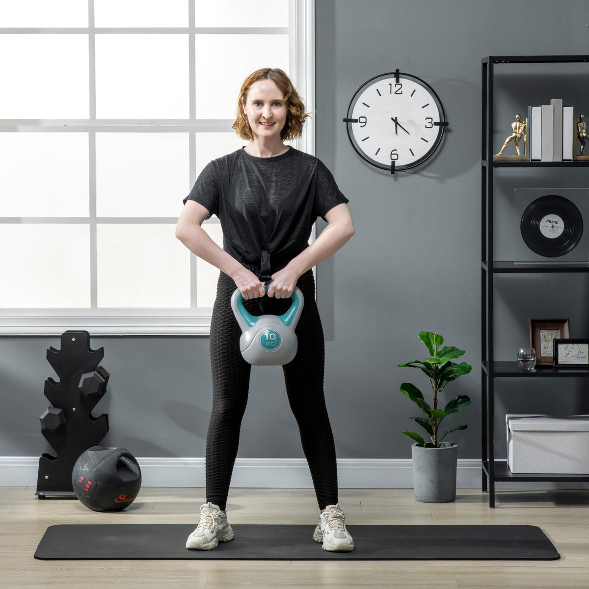 10kg Kettle Bells With Handle For Home Gym Weight Lifting And Strength Training.