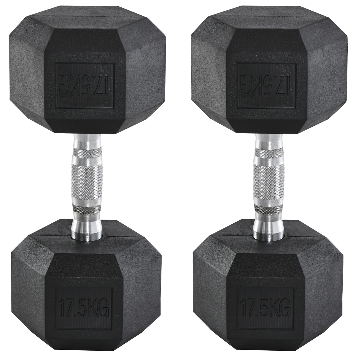 2x17.5kg Rubber Hex Dumbbell Portable Hand Weights Dumbbell Home Gym Workout Fitness